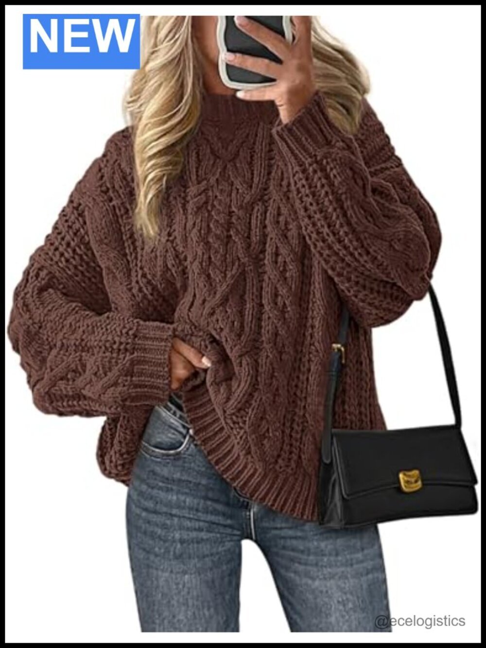 Oversized Chunky Knit Sweater - Cozy Crewneck Pullover Relaxed Fit Fall Winter